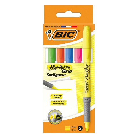 Evidenziatore BIC a scalpello assortiti 5 pezzi