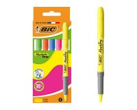 Surligneur Highlighter Grip Bic couleurs assorties - Pochette de 5