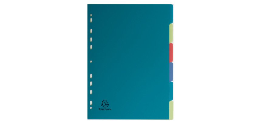 Intercalaire A4 polypropylène recyclé coloré Exacompta Forever 6 onglets neutres multicolores - 1 jeu