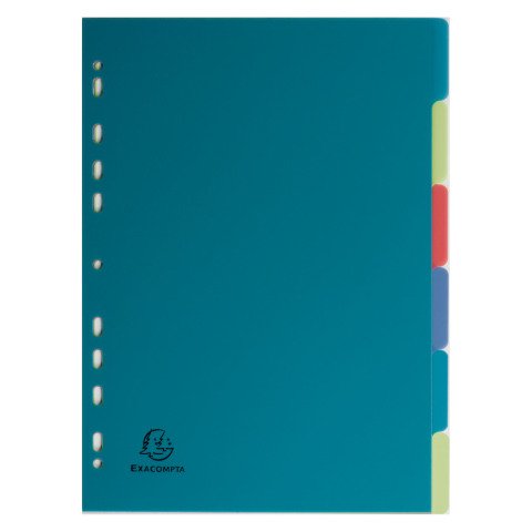 Separador A4 de polipropileno reciclado de colores Exacompta Forever 6 pestañas neutras multicolor
