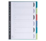 Intercalaire A4 polypropylène recyclé coloré Exacompta Forever 6 onglets neutres multicolores - 1 jeu