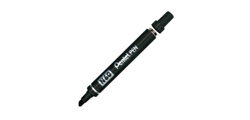 Permanente marker Pentel N60 schuine punt 3,9-5,5 mm zwart