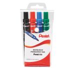 Marqueur permanent Pentel N60 couleurs assorties pointe biseautée 3,9 à 5,5 mm - Pochette de 4