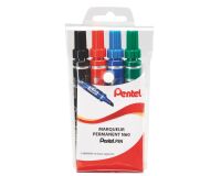 Marqueur permanent Pentel N60 couleurs assorties pointe biseautée 3,9 à 5,5 mm - Pochette de 4