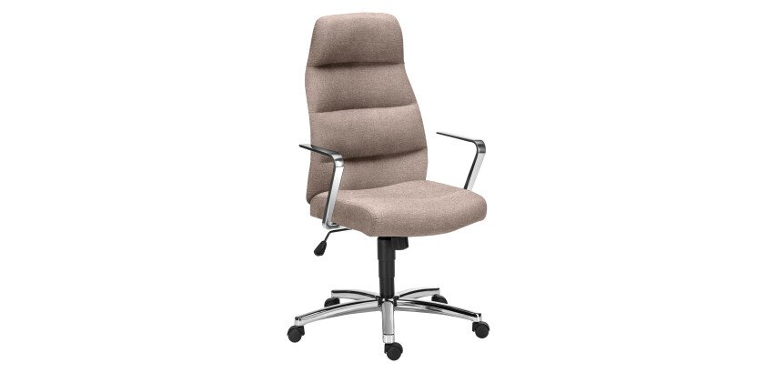 Fauteuil de bureau Altena tissu non feu, accoudoirs fixes, appui-tête, mécanisme synchrone, pied aluminium
