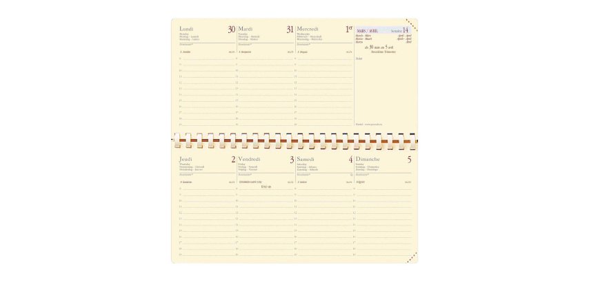 Agenda Quo Vadis Planital S Prestige semainier - année 2027 - 8,8 x 17 cm noir