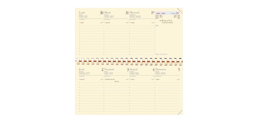 Agenda Quo Vadis Planital S Prestige semainier - année 2027 - 8,8 x 17 cm noir