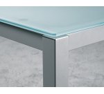 Bureau droit plateau en verre aigue-marine L 160 x P 80 cm, piétement métal droit - Next