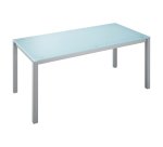 Bureau droit plateau en verre aigue-marine L 160 x P 80 cm, piétement métal droit - Next
