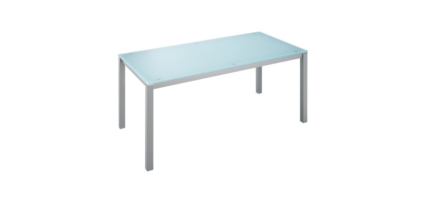 Bureau droit plateau en verre aigue-marine L 160 x P 80 cm, piétement métal droit - Next
