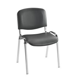 Meeting chair, fireproof black vinyl, chromed feet