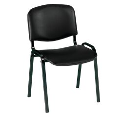 Konferenzstuhl, feuerfest, schwarzes Vinyl, schwarzes Fußgestell