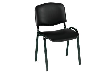 Chaise CONFÉRENCE - vinyle non feu noire pieds noir