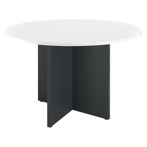 Mesa redonda Excellens Blanca 120 cm patas en cruz Antracita