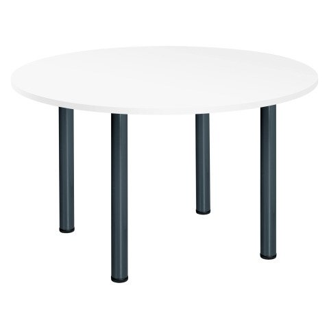 Mesa Redonda 120 cm Excellens Blanca Patas tubo Antracita