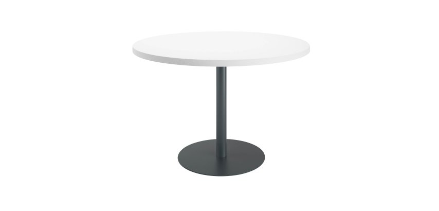 Table ronde 120 cm plateau blanc piètement colonne Essens