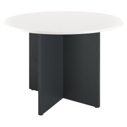 Table ronde 100 cm plateau blanc pieds croix Essens