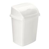 White plastic trash can with swing lid - 4.5 L