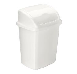 Witte, rechthoekige vuilnisbak met klapdeksel in plastic - 4,5 L
