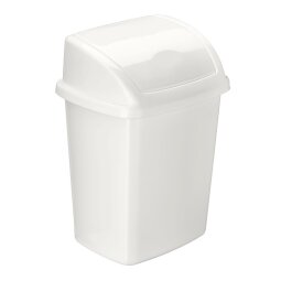 White plastic trash can with swing lid - 4.5 L