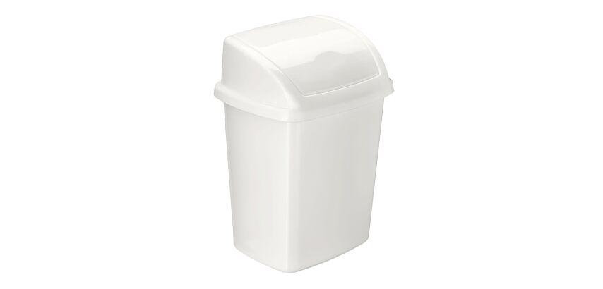 Weißer Mülleimer aus Plastik mit Schwingdeckel - 4,5 L
