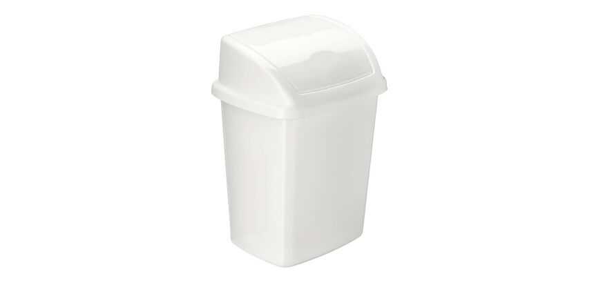 Poubelle plastique 4,5 litres rectangle blanche à couvercle basculant