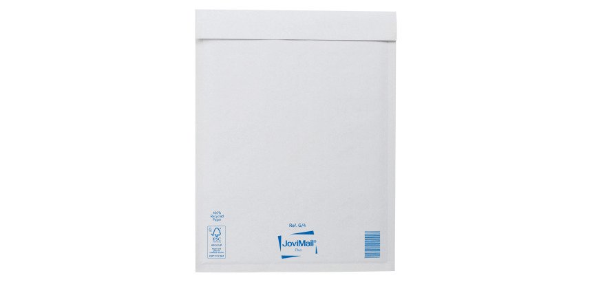 Pochette à bulles d'air kraft renforcé blanc 124 g Jovimail Plus 240 x 330 mm sans fenêtre - Carton de 100