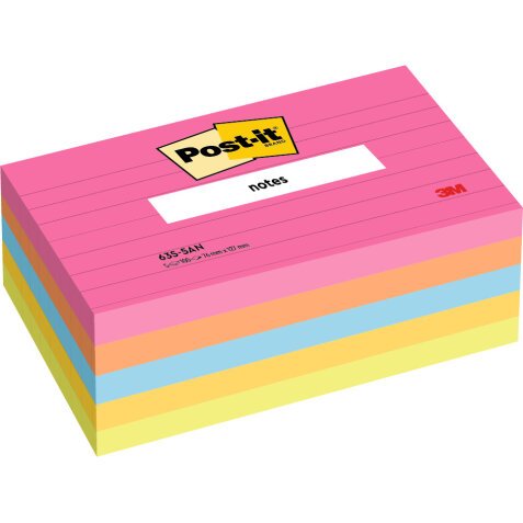 Gekleurde notes neon gelijnd Post-it - blok van 100 vellen