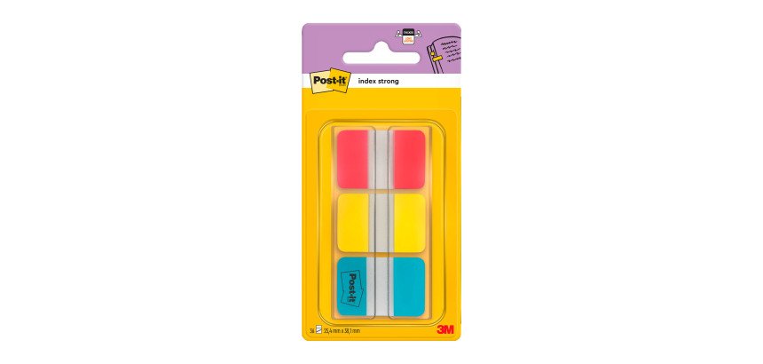 Marque-pages strong couleurs unis classiques Post-It Strong - distributeur de 66 index