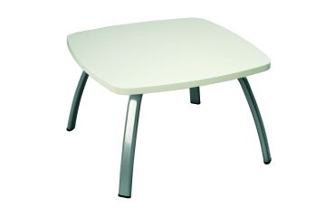 Mesa baja Aloha blanca patas aluminio