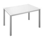 Bureau droit plateau en verre blanc L 120 x P 80 cm, piétement métal droit - Next