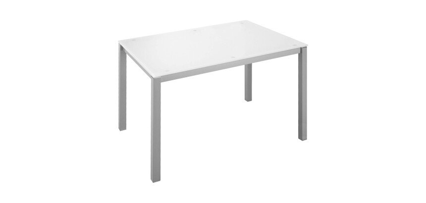 Bureau droit plateau en verre blanc L 120 x P 80 cm, piétement métal droit - Next