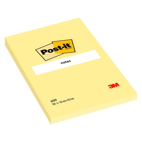 Bloc-notes repositionnables jaunes uni Post-It 102 x 152 mm - bloc de 100 feuilles