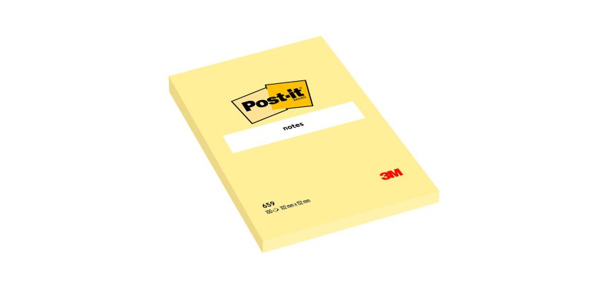 Bloc-notes jaune uni Post-It 102 x 152 mm - bloc de 100 feuilles