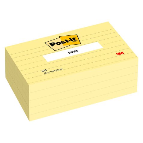 Notes repositionnables jaune ligné Post-it 76 x 127 mm - bloc de 100 feuilles