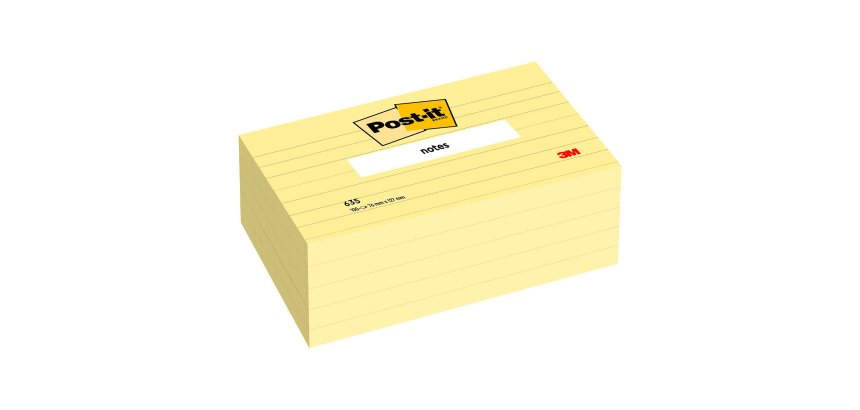 Notes repositionnables jaune ligné Post-it 76 x 127 mm - bloc de 100 feuilles