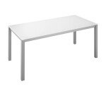 Bureau droit plateau en verre blanc L 160 x P 80 cm, piétement métal droit - Next