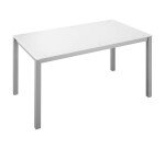 Bureau droit plateau en verre blanc L 140 x P 80 cm, piétement métal droit - Next