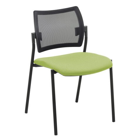 Visitor chair Yota, green seat back rest in black mesh structure