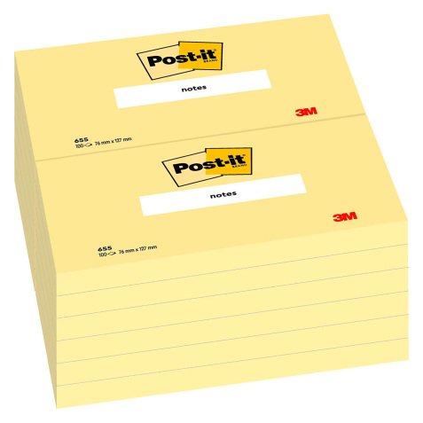 Notes repositionnables jaune classique Post-it 76 x 127 mm - bloc de 100 feuilles