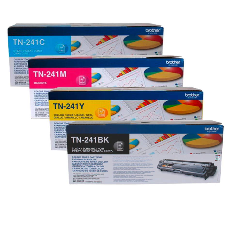 Brother TN241 Pack 4 toners 1 noir + 3 couleurs pour imprimante