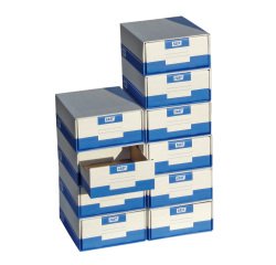 Boîte à archives A4 blanche-bleue avec tiroir - Lot de 10