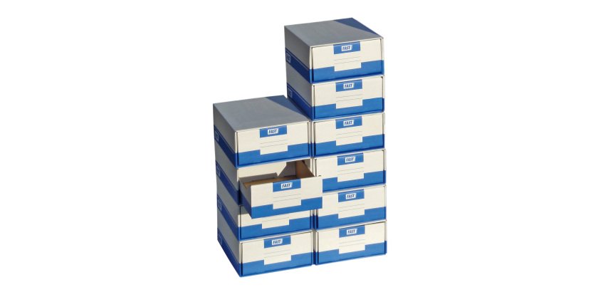 Boîte à archives A4 blanche-bleue avec tiroir - Lot de 10