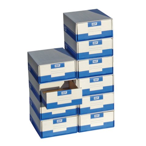 Boîte à archives A4 blanche-bleue avec tiroir - Lot de 10