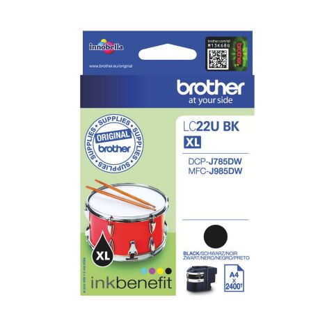 Brother LC22UBKXL cartucho original negro de alta capacidad (2400 páginas)