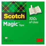 Ruban adhésif Scotch Magic invisible - Largeur 19 mm x longueur 66 m
