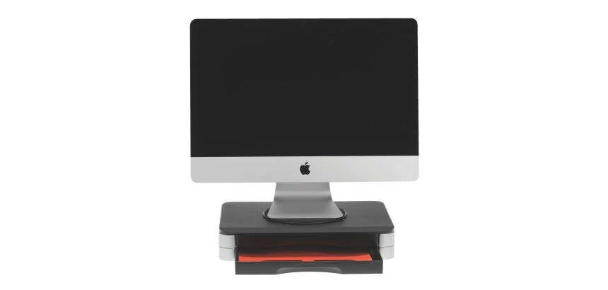 Support écran design 2 tiroirs