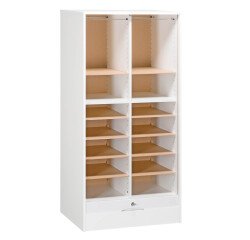 Double wooden tambour cabinet H 140 cm