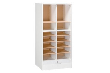 Double wooden tambour cabinet H 140 cm