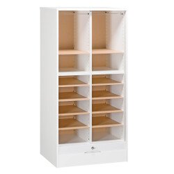 Double wooden tambour cabinet H 140 cm